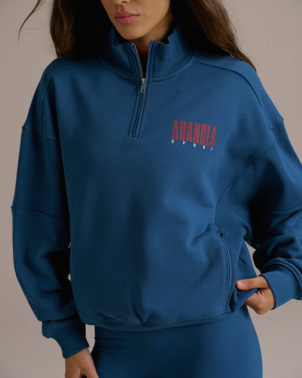 Relaxed Quarter Zip Sweatshirt - College Blue
