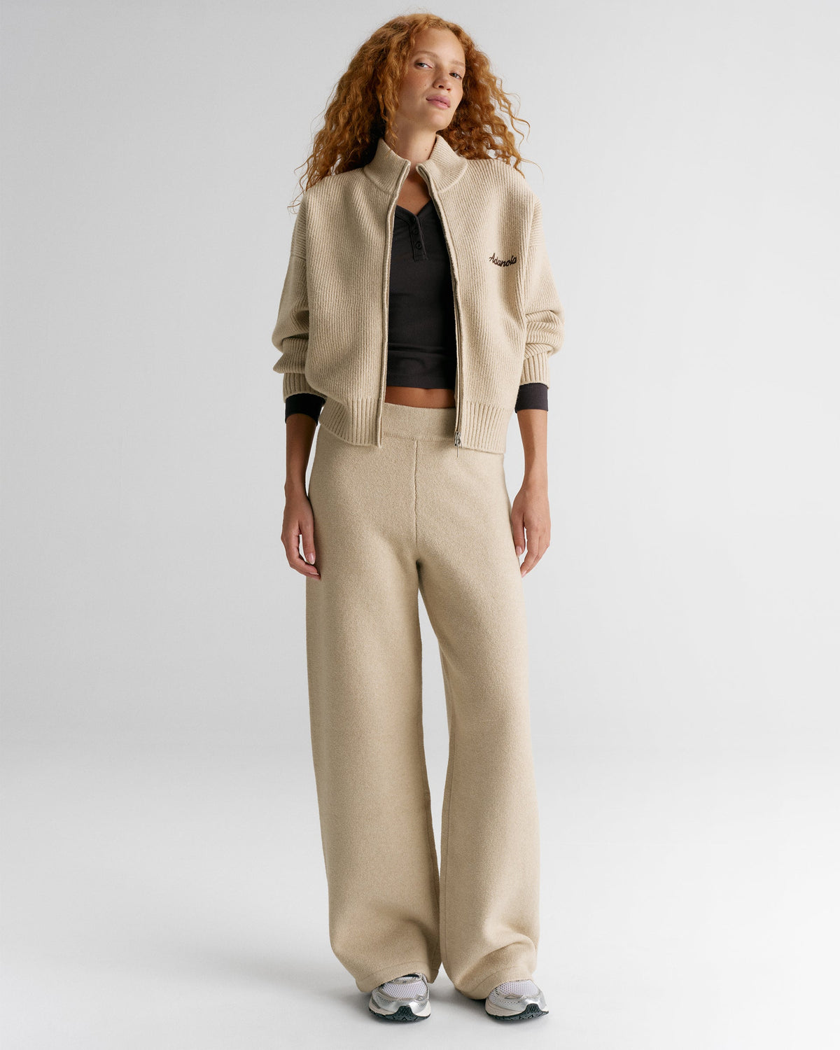 Knit Straight Leg Sweatpants - Oatmeal