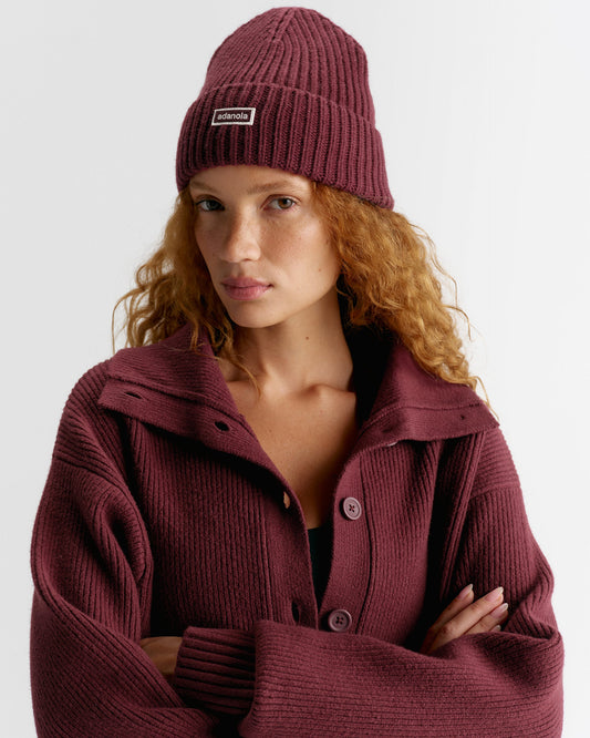 Rib Knit Beanie - Damson