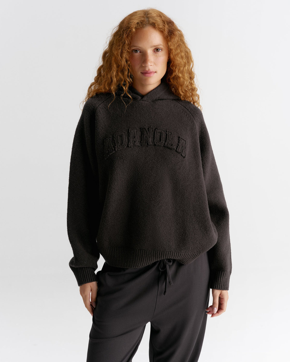 Oversized Knit Hoodie - Coffee Bean