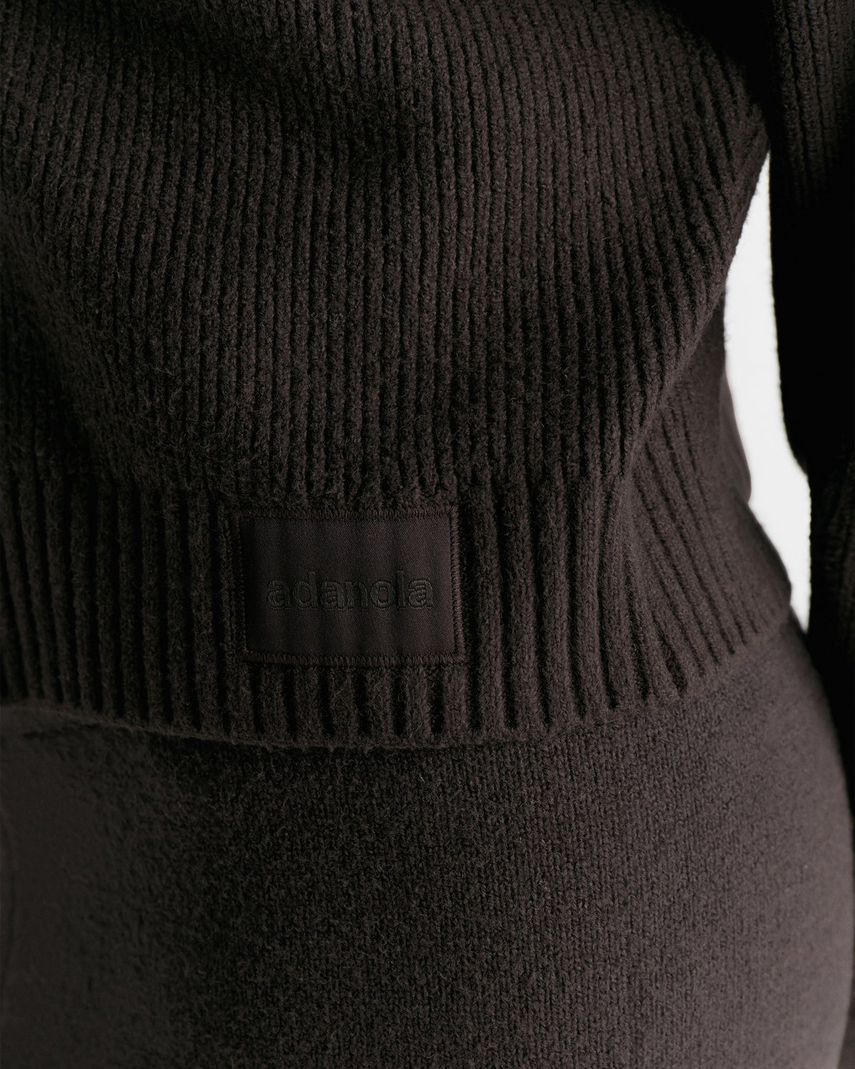 Knit Funnel Neck Collar Cardigan - Coffee Bean