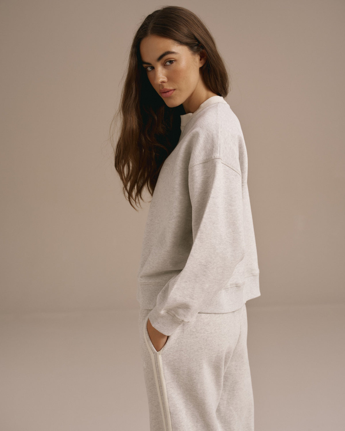 Loose Fit Sweatshirt - Light Grey Melange