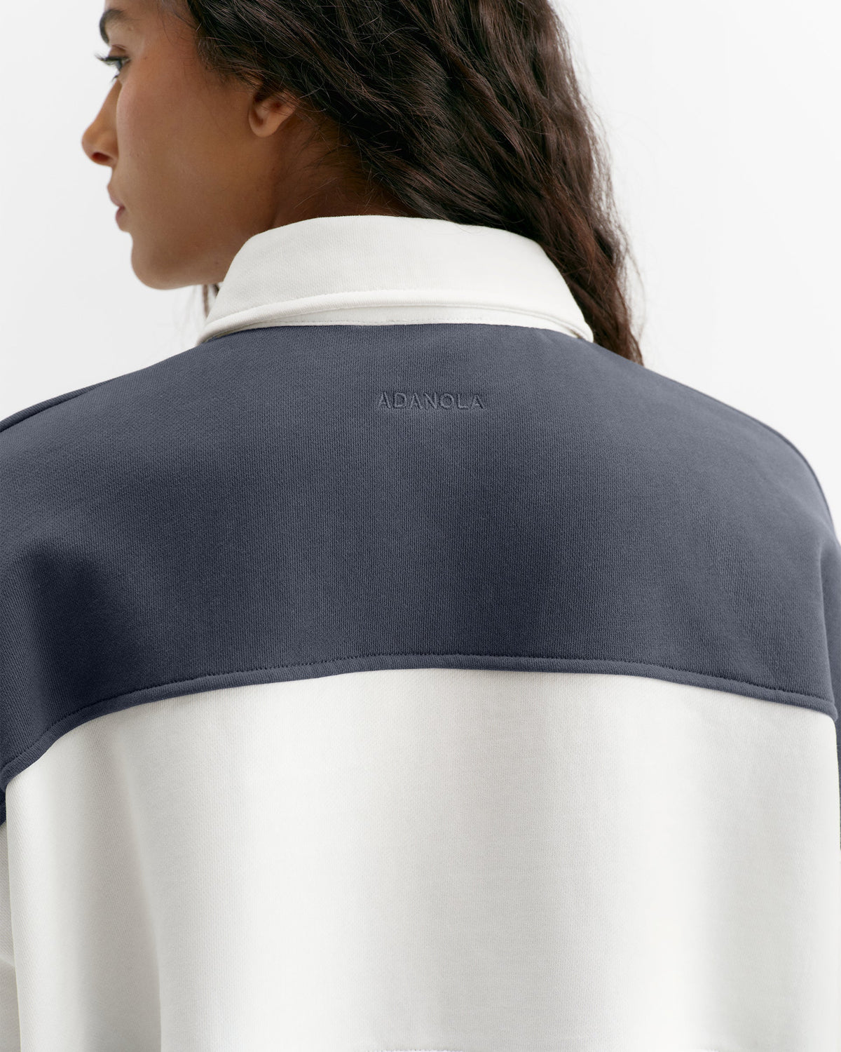 Oversized Henley Sweatshirt - Midnight Blue