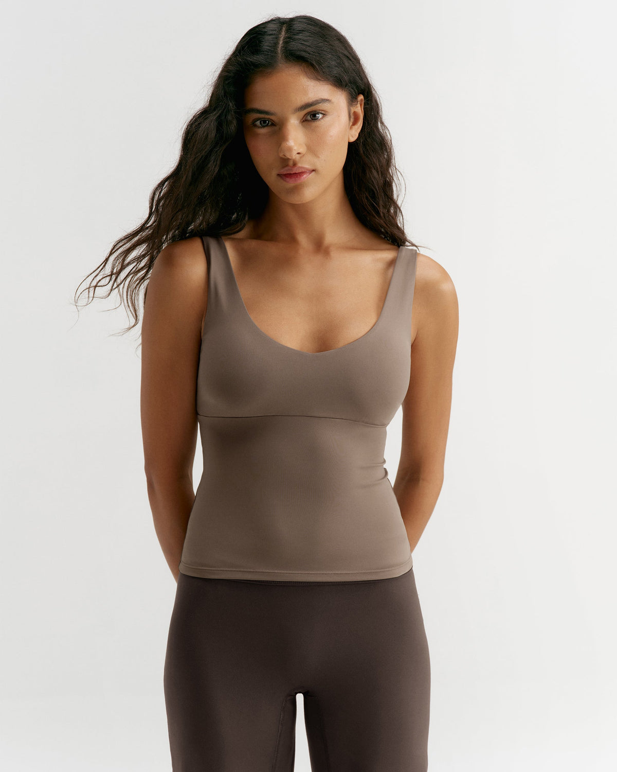 Ultimate V-Neck Top - Dusty Brown
