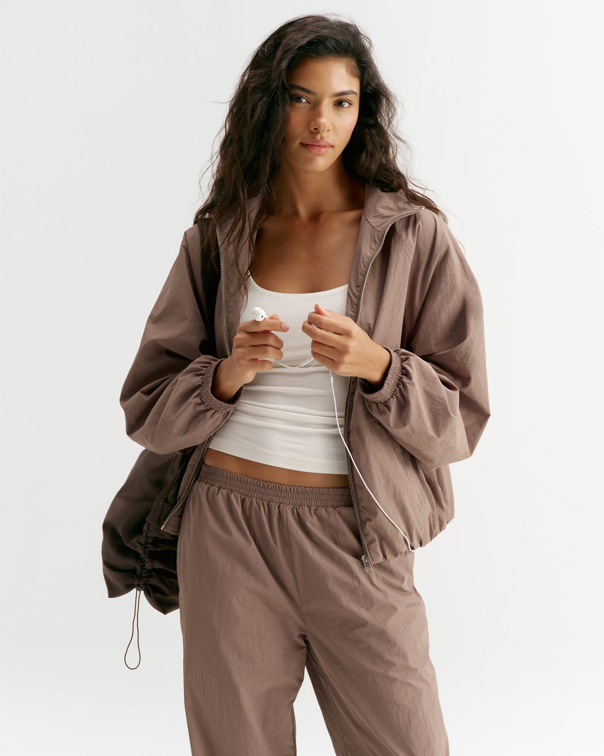 Raglan Storm Flap Track Jacket - Mink Brown