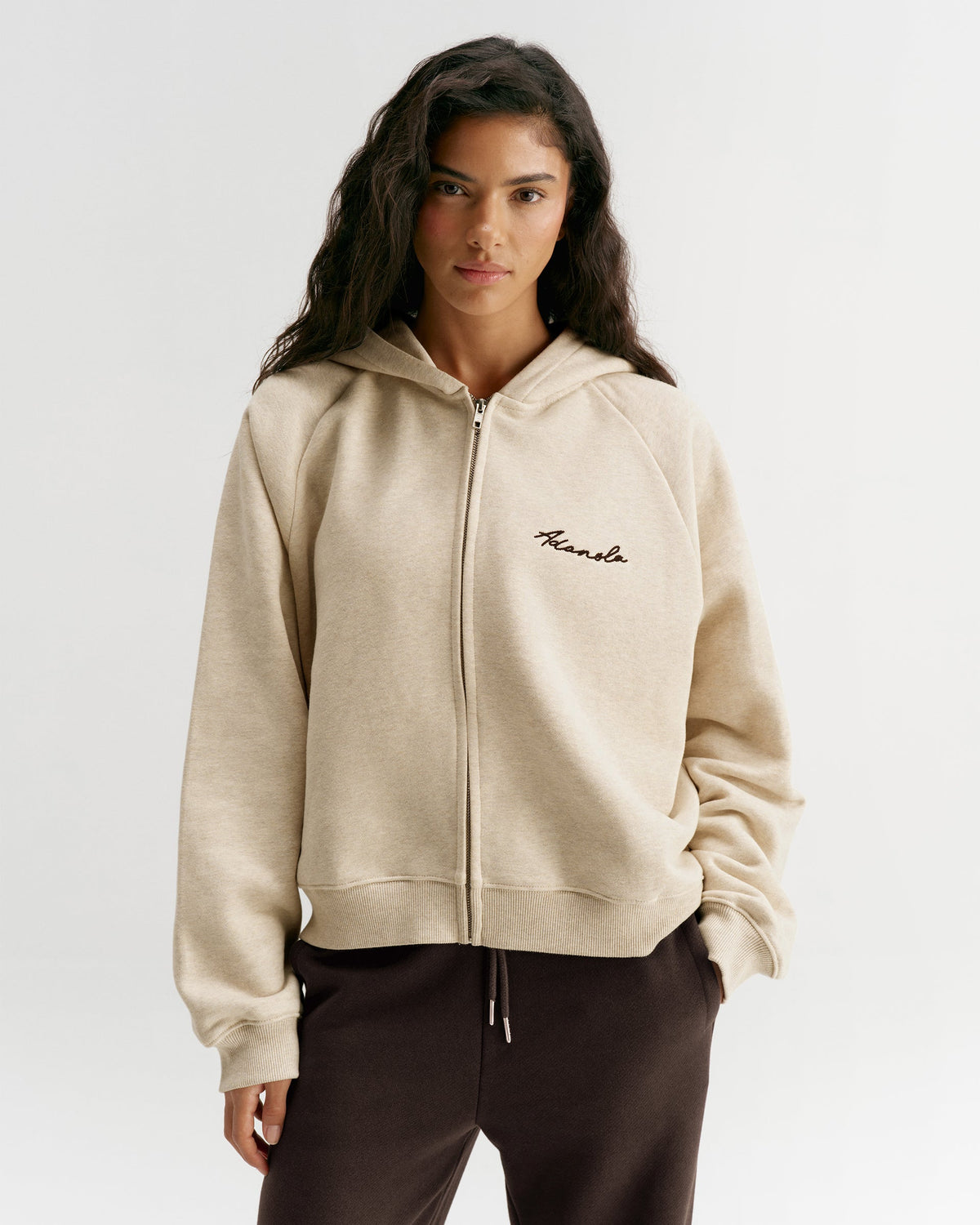 Loose Fit Zip Through Hoodie - Oatmeal Marl