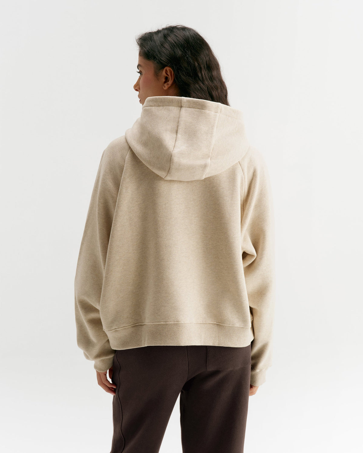 Loose Fit Zip Through Hoodie - Oatmeal Marl