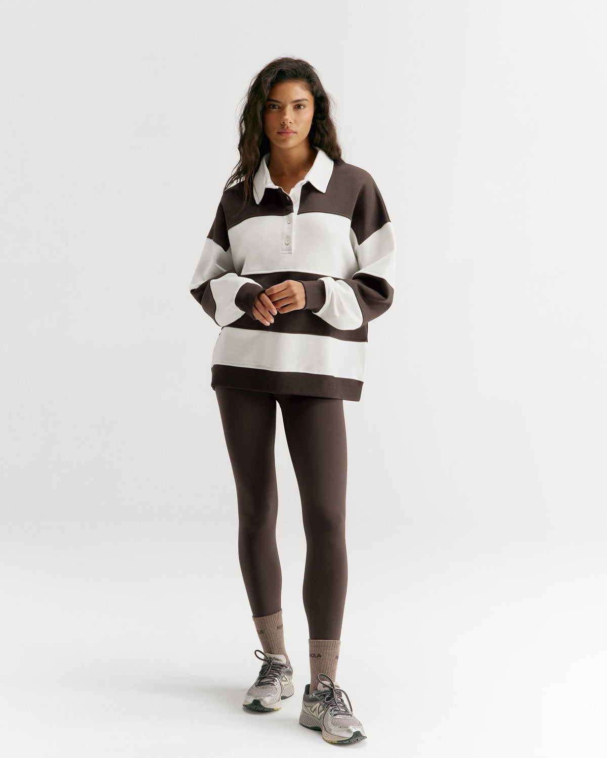 Oversized Henley Sweatshirt - Coffee Bean