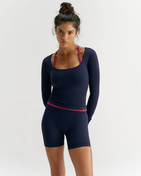 Classic Seamless Long Sleeve Top - Navy Blue