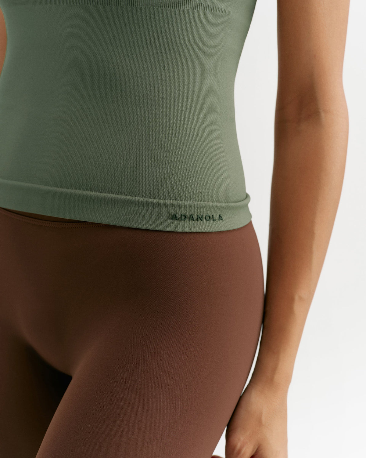 Classic Seamless Cross Back Tank Top - Thyme Green