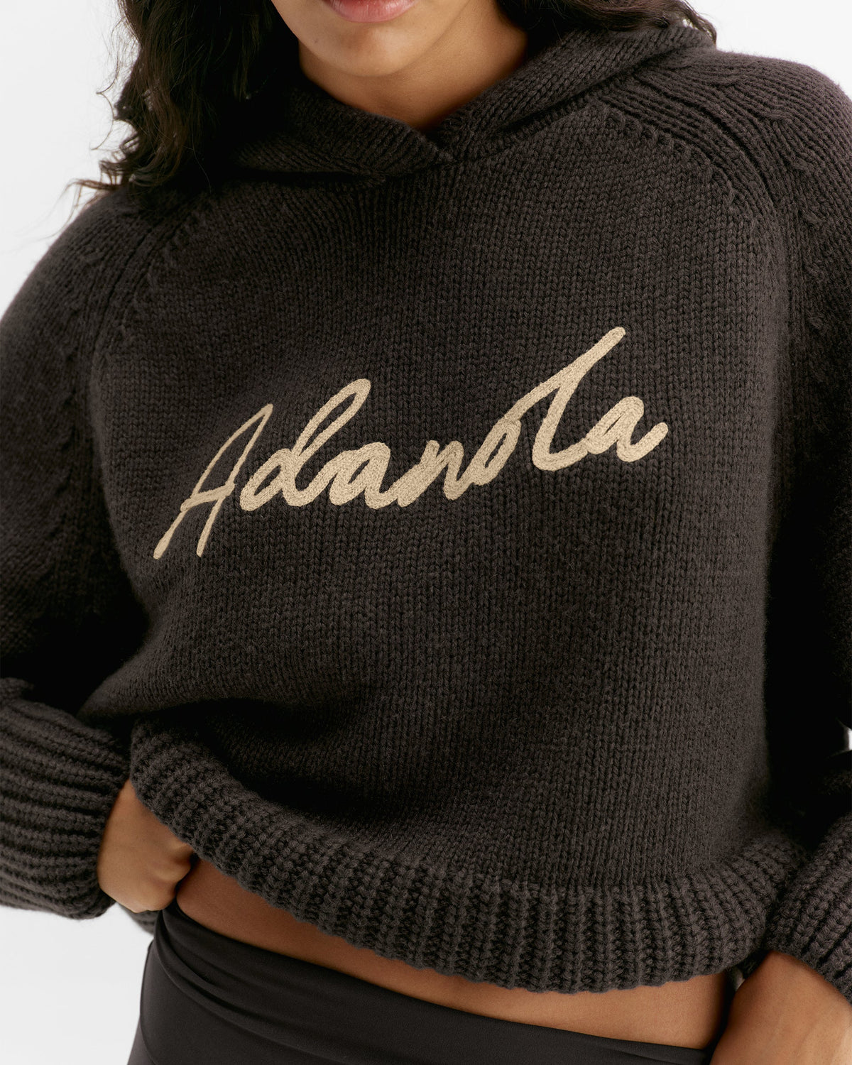 Chunky Knit Hoodie - Coffee Bean
