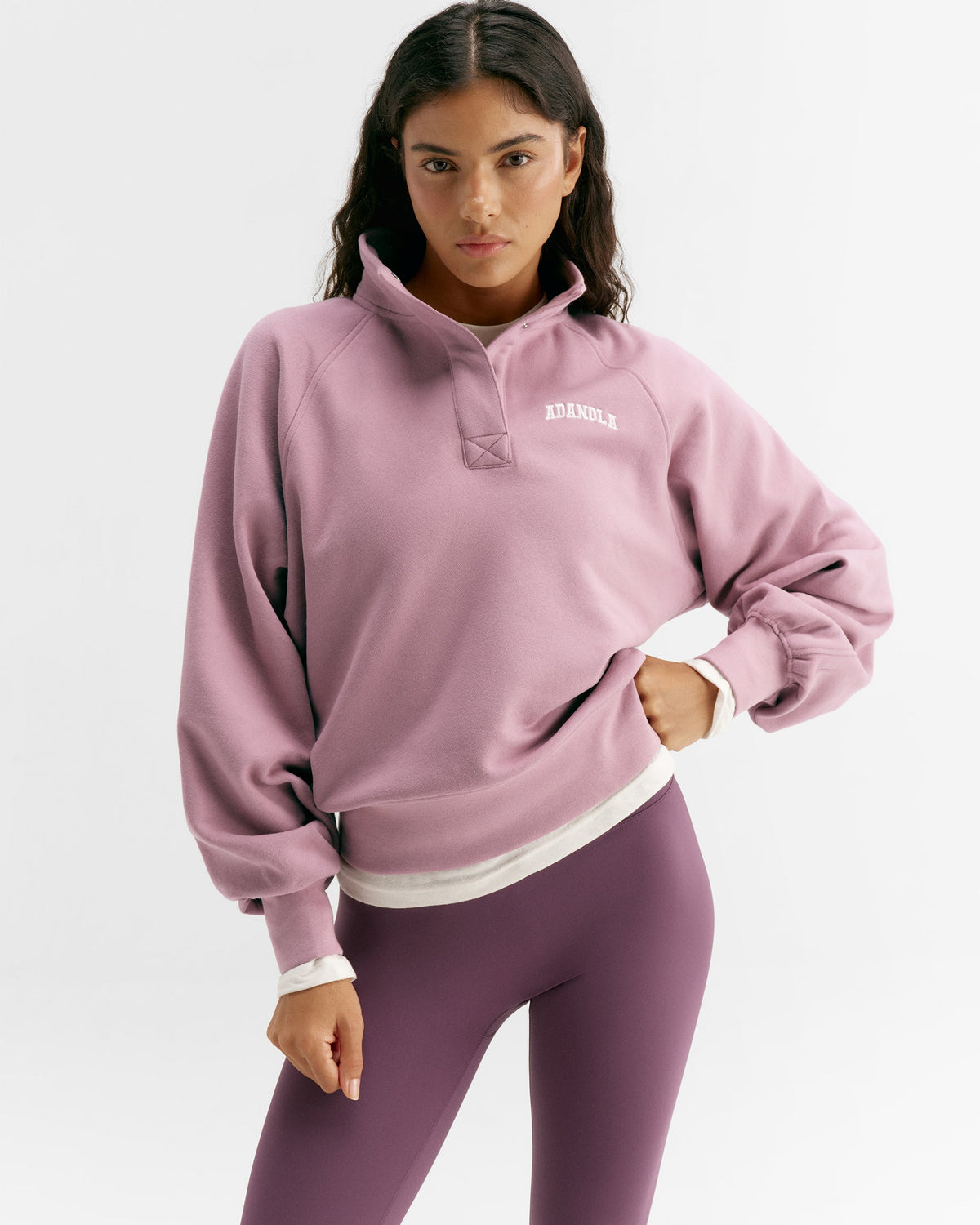 Henley Sweatshirt - Dusty Mauve