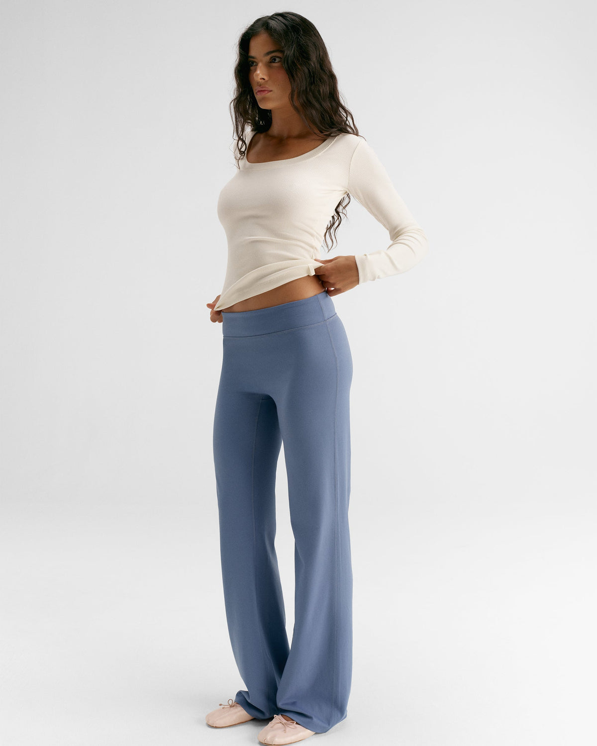 Low Rise Yoga Pants - Denim Blue