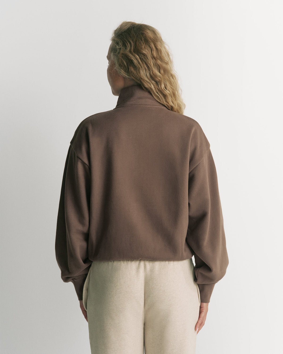 Studio Relaxed Zip Through Sweatshirt - Walnut Brown