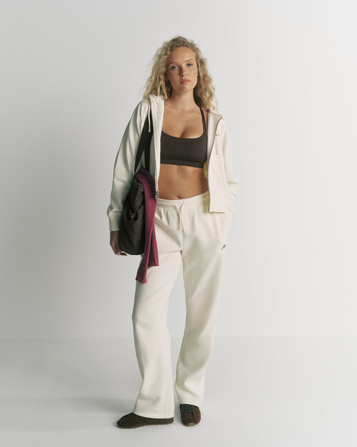 Studio Relaxed Zip Through Hoodie - Marshmallow White