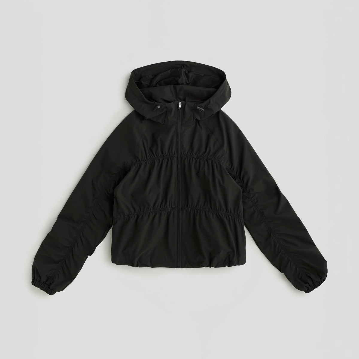 Ruched Detail Zip Up Jacket - Coffee Bean