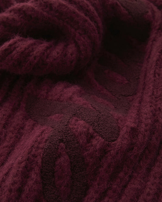 Chunky Boucle Scarf - Damson