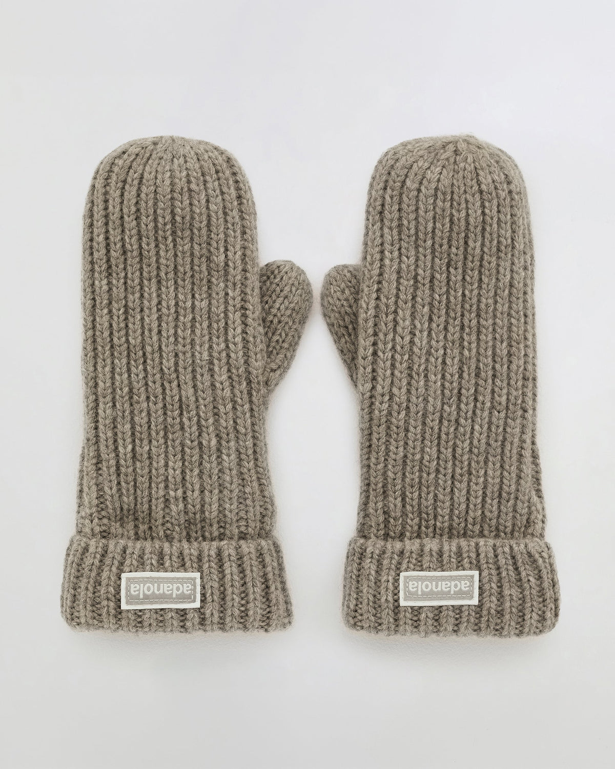 Rib Knit Fleece Lined Mittens - Stone Marl