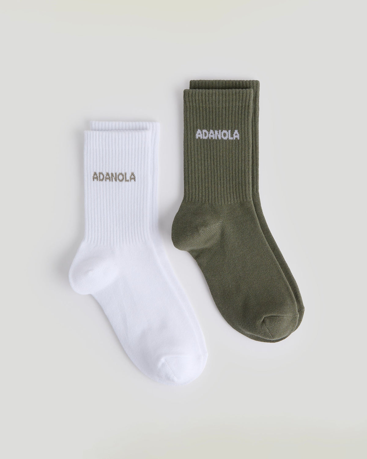 2 Pack Socks - Olive Green/White