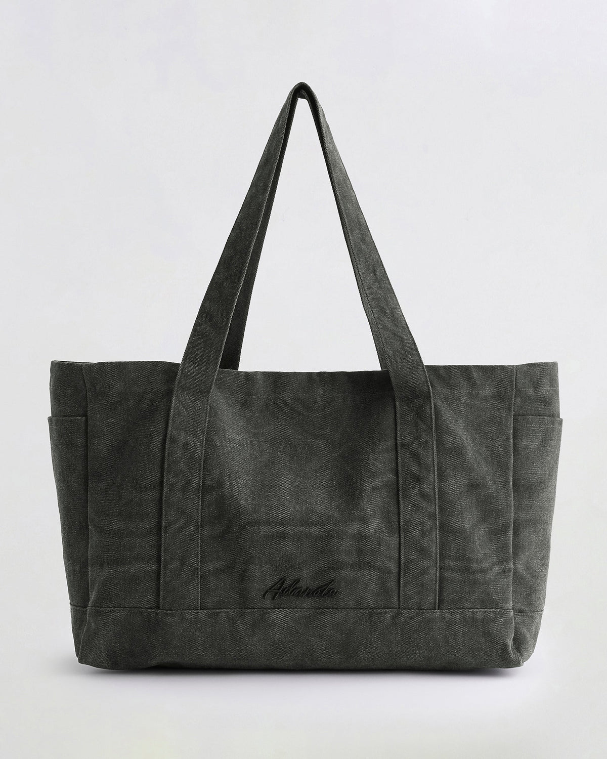 Script Washed Tote Bag - Graphite Grey