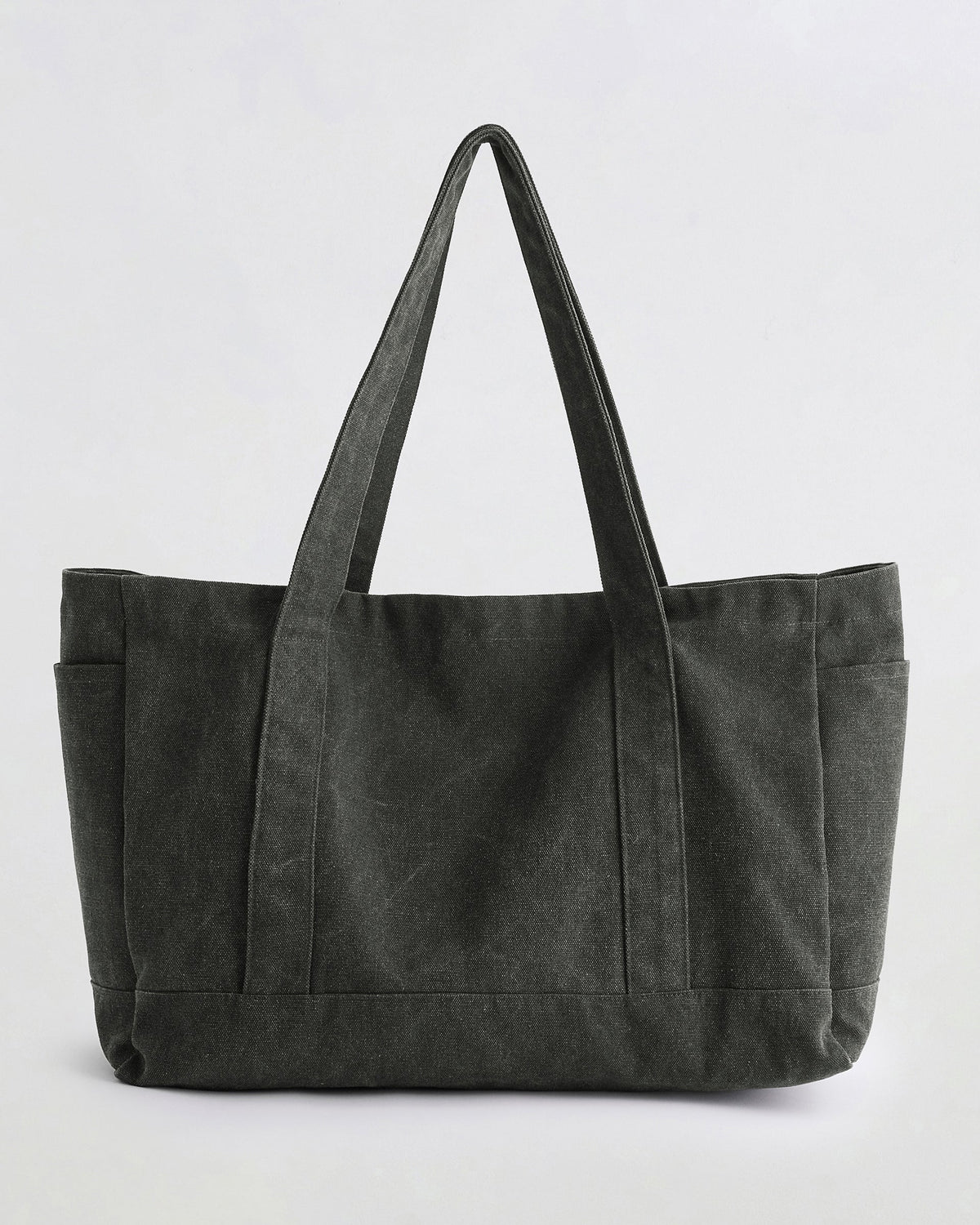 Script Washed Tote Bag - Graphite Grey