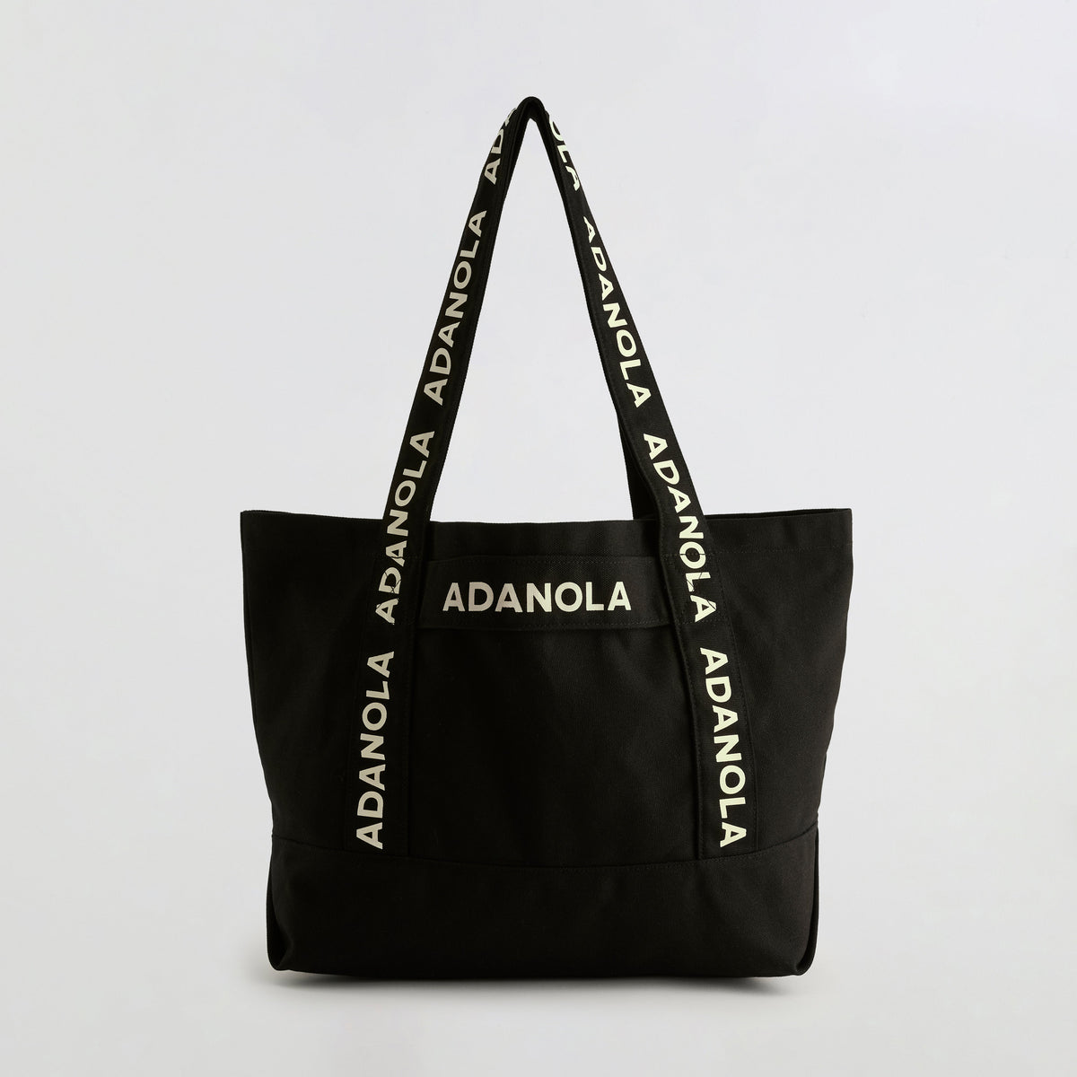 Branded Strap Tote Bag - Black/Cream