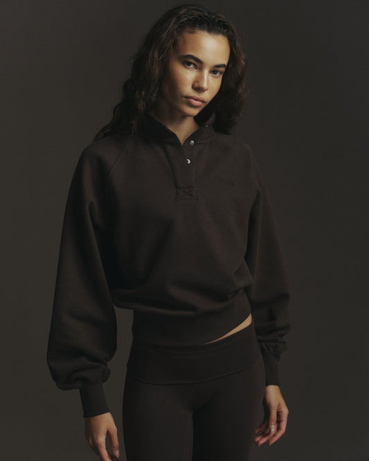 Studio Henley Sweatshirt - Coffee Bean