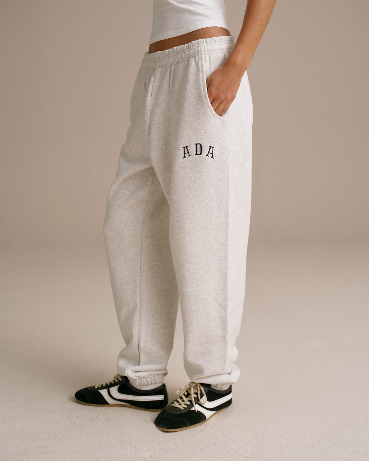 ADA Cuffed Sweatpants - Light Grey Melange