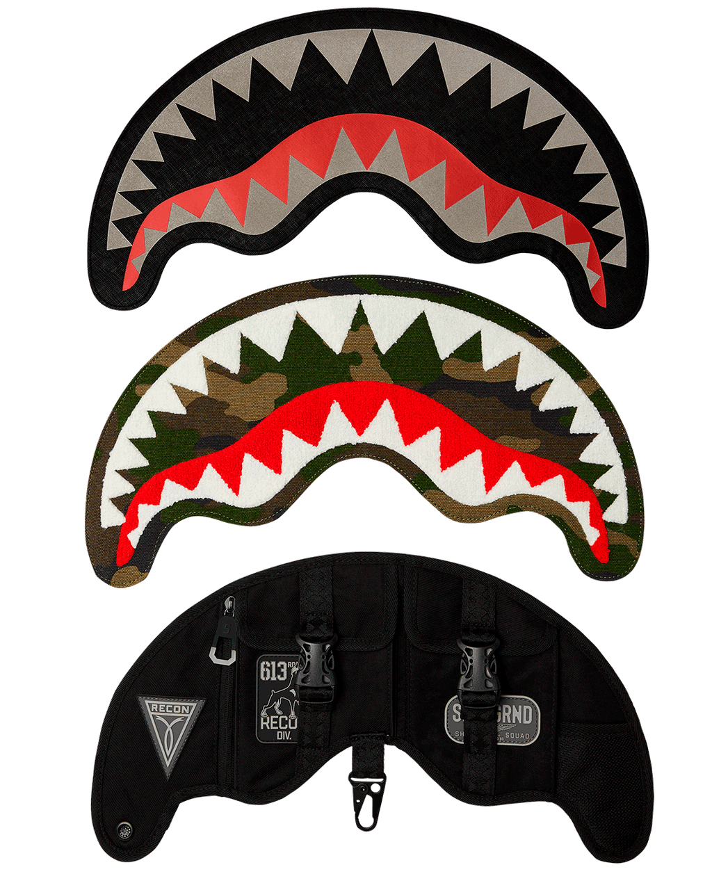 VELCRO SHARK - 3 INTERCHANGEABLE SHARKS BACKPACK (DLXV)