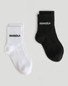 2 Pack Mid Length Socks - White/Black