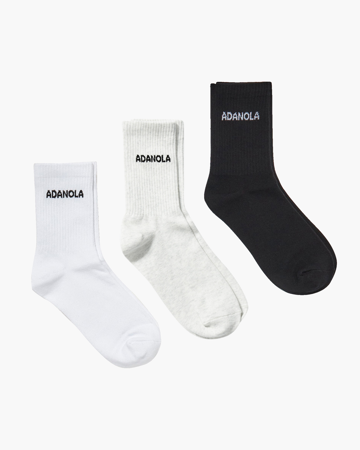 3 Pack Socks - White, Black, Grey