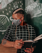 SHARKS IN PARIS (GRAY) VEGAN LEATHER FACE MASK