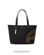 NOIR QUILT GOLD CHAIN SHARK TOTE