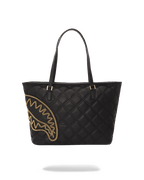 NOIR QUILT GOLD CHAIN SHARK TOTE