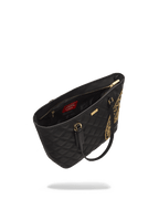 NOIR QUILT GOLD CHAIN SHARK TOTE