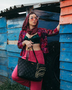 NOIR QUILT GOLD CHAIN SHARK TOTE