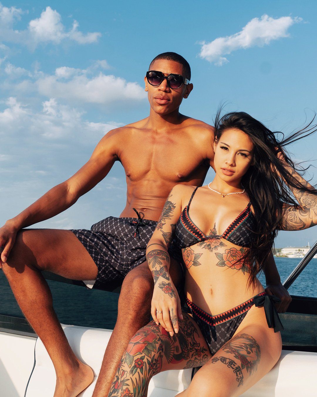 MIDNIGHT MONEY PATTERN BIKINI TOP