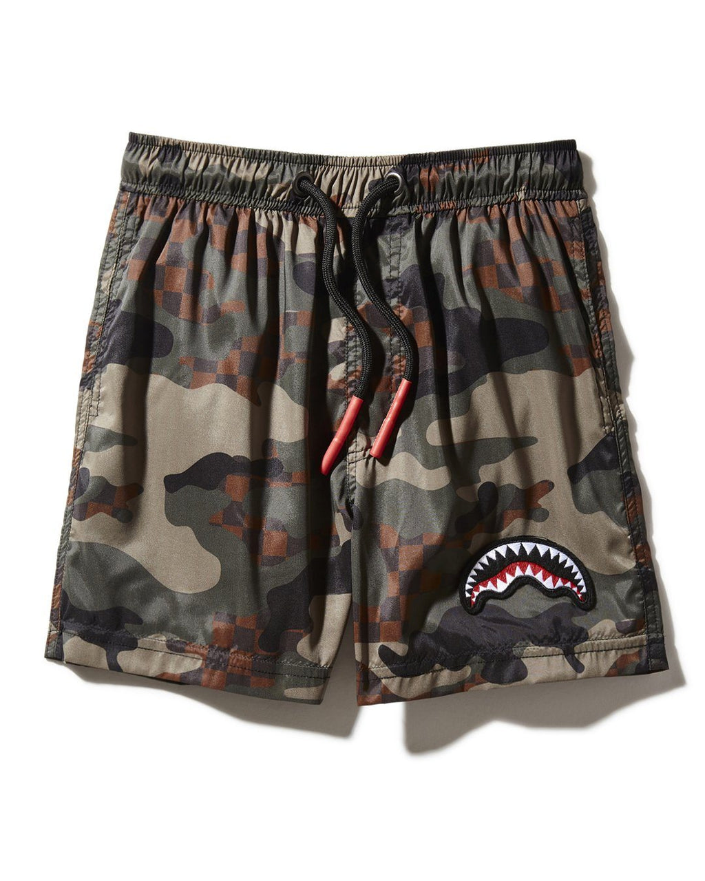 KIDS CAMO CHECKERED SWIM TRUNKS