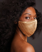 GOLD MONEY PATTERN VEGAN LEATHER FACE MASK