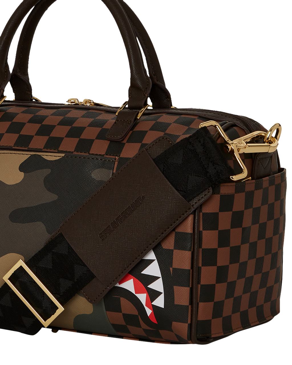 EXTERIOR GOLD ZIP POCKET SHARKS IN PARIS MINI DUFFLE