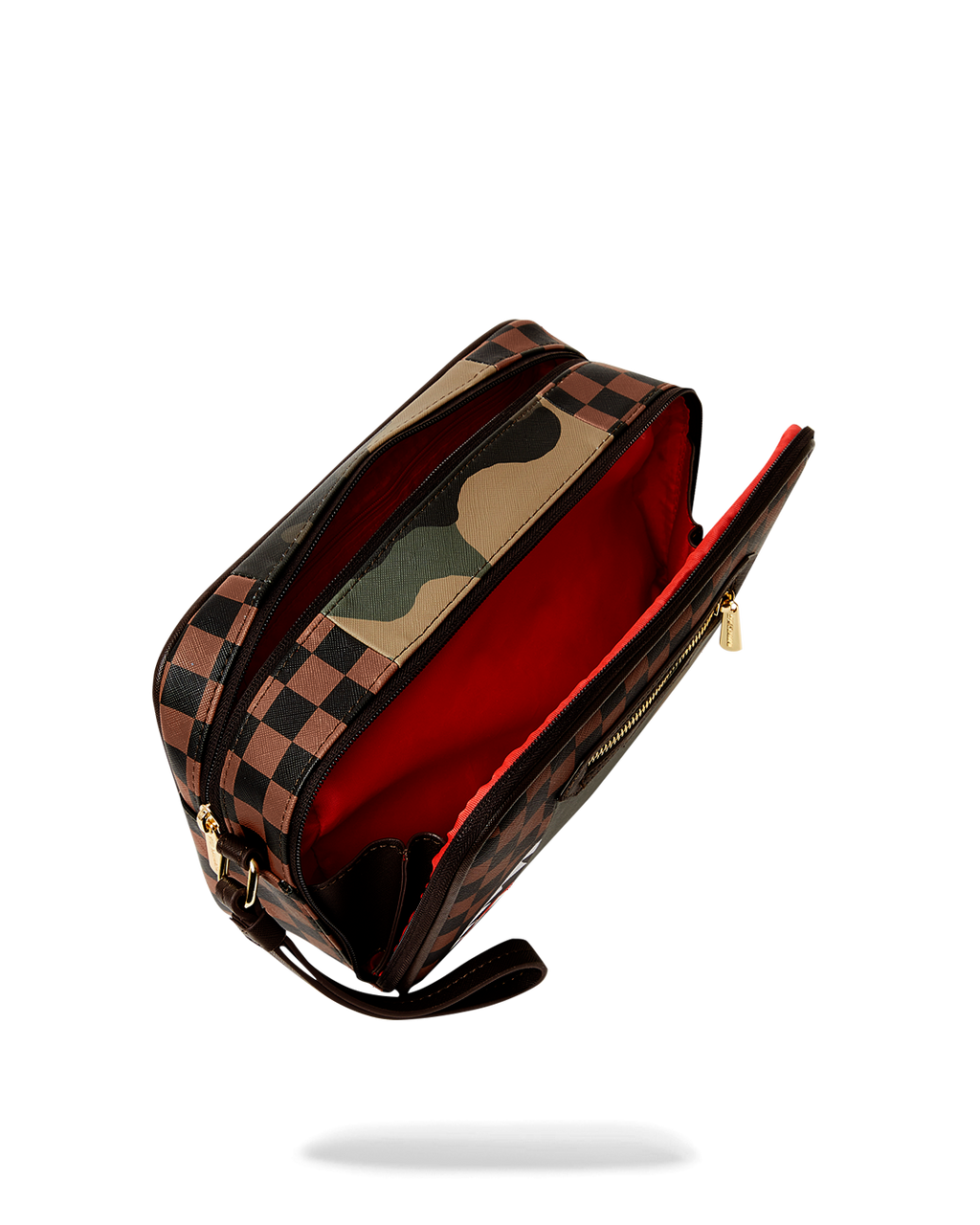 EXTERIOR GOLD ZIP POCKET SHARKS IN PARIS TOILETRY BRICKSIDE BAG